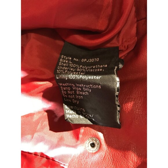 In X Out Women's Moto Red Vegan Leather Ahnk Punk Jacket - Picture 16 of 16